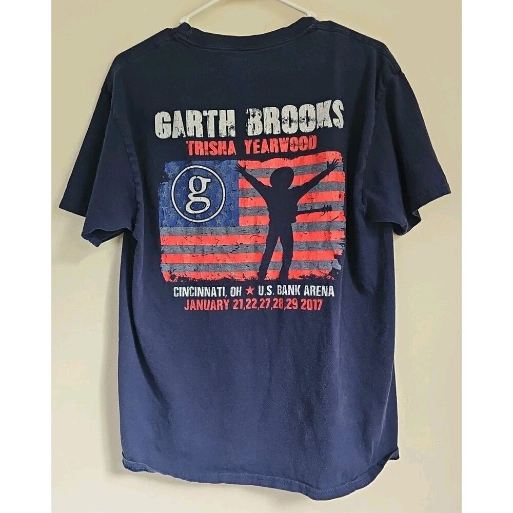Garth Brooks World Tour Unisex Adult L Blue 2017 Trisha Yearwood Concert Merch